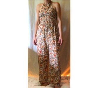 Patrons of Peace women's S floral print sleeveless jumpsuit costal boho resort